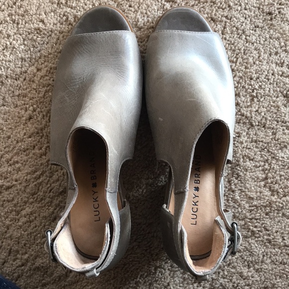 Lucky Brand Barimo Leather Toe Open Bootie Size 7.5 - Picture 10 of 11